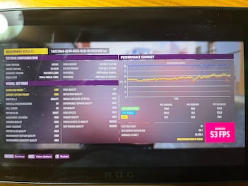 Aunque el benchmark de Forza Horizon 5 recomienda "bajo", la ROG Ally X puede con el preset en alto como una campeona