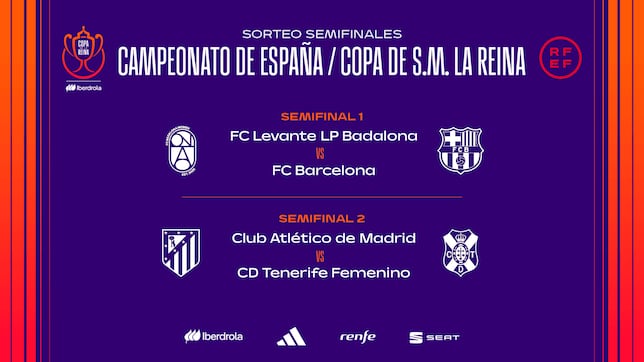 Badalona-Barcelona y Tenerife-Atlético, en semifinales