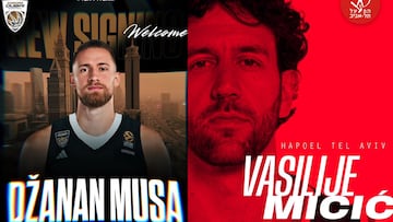 Dzanan Musa, nuevo jugador del Dubái Basketball, y Vasilije Micic, del Hapoel Tel Aviv.