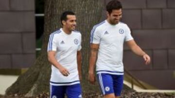 Con Fàbregas. Pedro ya se entrenó ayer con el Chelsea.