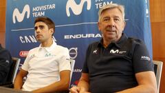 Eusebio Unzu&eacute;, director de Movistar, junto a Mikel Landa.