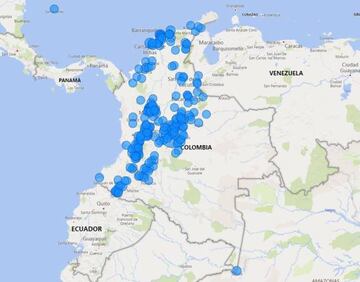 Así está el mapa de contagiados en Colombia