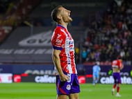 Sebastien Salles-Lamonge celebrate this goal 2-1 of San Luis during the 7th round match between Atletico de San Luis and Leon as part of the Liga BBVA MX, Torneo Clausura 2025 at Alfonso Lastras Stadium, on February 16, 2025 in San Luis Potosi, Mexico.