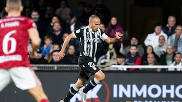 Nacho, en el derbi ante el Real Murcia.