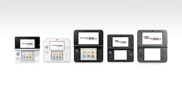 Los cinco primeros modelos de la familia Nintendo 3DS.