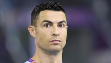 Riyadh All-Star's Portuguese forward Cristiano Ronaldo looks on ahead of the Riyadh Season Cup football match between the Riyadh All-Stars and Paris Saint-Germain at the King Fahd Stadium in Riyadh on January 19, 2023. (Photo by Giuseppe CACACE / AFP)