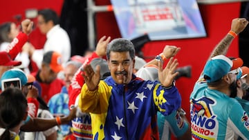 Venezuelan President Nicolas Maduro celebrates after the presidential election in Caracas, Venezuela July 29, 2024. REUTERS/Fausto Torrealba