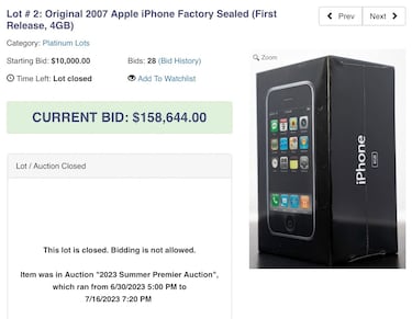 A sealed-in-box first-generation iPhone has been auctioned for an unbelievable amount