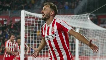 Stuani, delantero del Girona, tras marcar un gol.