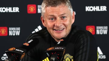 MANCHESTER, ENGLAND - SEPTEMBER 13: (EXCLUSIVE COVERAGE) Manager Ole Gunnar Solskjaer of Manchester United speaks during a press conference at Aon Training Complex on September 13, 2019 in Manchester, England. (Photo by John Peters/Manchester United via G