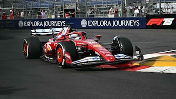 Ferrari's Monegasque driver Charles Leclerc drives during the second practice session for the Formula One Monaco Grand Prix at the Circuit de Monaco, on May 23, 2025, two days ahead of the race. (Photo by Gabriel BOUYS / AFP)