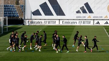 La plantilla del Real Madrid, ejercitándose antes de medirse al RB Leipzig.