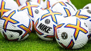 KIRKBY, ENGLAND - JULY 07: (THE SUN OUT, THE SUN ON SUNDAY OUT) Premier league 22/23 match ball during a pre-season training session at AXA Training Centre on July 07, 2022 in Kirkby, England. (Photo by Andrew Powell/Liverpool FC via Getty Images)