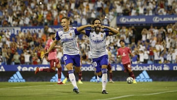 Javi Ros celebra el gol de la sentencia frente al Tenerife.