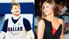 Im&aacute;genes del jugador de baloncesto esloveno Luka Doncic y de la actriz estadounidense Jennifer Aniston.