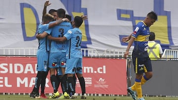 Futbol, Everton vs Deportes Iquique
 Primera fecha, campeonato nacional 2018
 El jugador de Deportes Iquique Raul Becerra celebra con sus compa&Atilde;&plusmn;eros su gol contra Everton durante el partido de primera division en el estadio Sausalito de Vina del Mar, Chile.
 04/02/2018
 Raul Zamora/Photosport
 
 Football, Everton vs Deportes Iquique
 First date, National Championship 2018
 Deportes Iquique&#039;s player Raul Becerra celebrates with teammates after scoring against Everton during the first division football match at the Sausalito stadium in Vina del Mar, Chile.
 04/02/2018
 Raul Zamora/Photosport