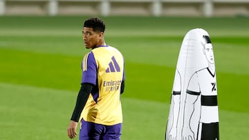 Bellingham, durante un entrenamiento con el Real Madrid.