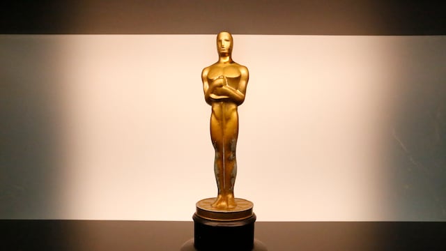 A wooden faux Oscar statue sits backstage waiting for their cue at rehearsals in the Dolby Theatre in Hollywood Thursday, February 23, 2017 as preparations continue for the The 89th Academy Awards ceremony this coming Sunday, February 26, 2017. (Al Seib / Los Angeles Times via Getty Images)