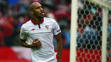 Steven N´Zonzi celebra su gol ante el Atlético de Madrid.