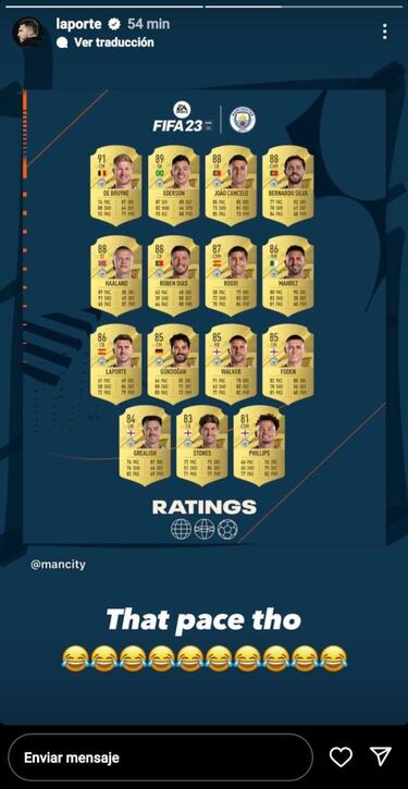 Laporte llora de risa con su valoración en FIFA 23