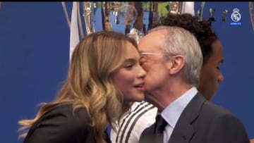 Candidato a momento más random del año: Florentino da dos besos a la novia de Endrick... y vean cómo reacciona el Bernabéu