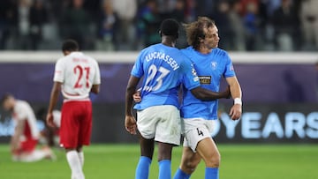 Imagen del Pafos-Mónaco, que ha acabado 2-2.