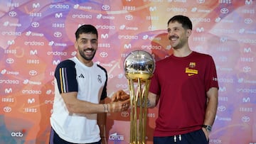 Facundo Campazzo y Nicol¨¢s Laprovittola, unas horas antes de la final de Copa en M¨¢laga 2024.