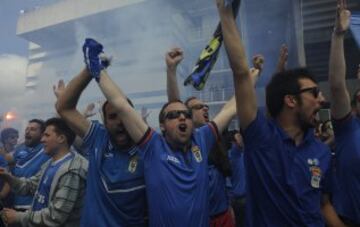 Los ultras del Oviedo causaron incidentes con los aficionados del Cádiz antes del encuentro