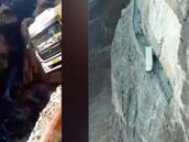 La angustiosa secuencia de este camionero en un precipicio a 100 metros de altura