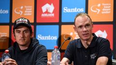 El  ciclista británico Chris Froome, junto a Geraint Thomas en la rueda de prensa previa al Tour Down Under 2023.