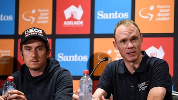 El  ciclista británico Chris Froome, junto a Geraint Thomas en la rueda de prensa previa al Tour Down Under 2023.