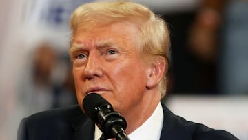 Republican presidential nominee and former U.S. President Donald Trump attends a campaign rally held with Republican vice presidential nominee Senator JD Vance, in Atlanta, Georgia, U.S., August 3, 2024. REUTERS/Umit Bektas