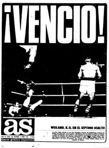 Portada del 4 de abril de 1970 con la victoría de Urtain. AS tiró 360.000 ejemplares tras ganar Urtain el Europeo de los pesos pesados 