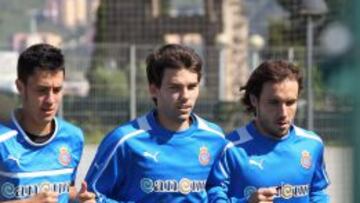 Víctor Álvarez, entrenándose el pasado viernes junto a Christian Alfonso y Joan Verdú.