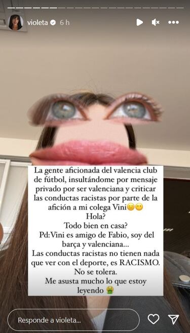 Violeta Mangri?¨¢n denuncia insultos de aficionados del Valencia por defender a Vinicius
