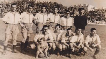 Once del Málaga que se midió al Toledo en la Copa en la temporada 1947-48.