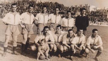 Once del M&aacute;laga que se midi&oacute; al Toledo en la Copa en la temporada 1947-48.