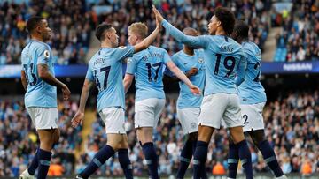 Los jugadores del Manchester City celebran un gol.
