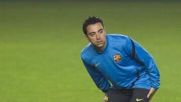 <b>NECESITA UN 'BREAK'. </b>Xavi sintió ayer dolores en los tendones.