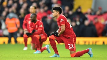 Luis D&iacute;az en un partido del Liverpool en Premier League