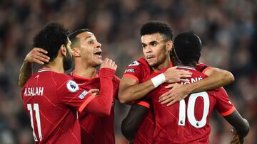 Luis Díaz en un partido de Liverpool en la Premier League.