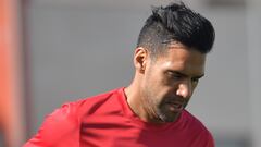 Radamel Falcao en un entrenamiento de Rayo Vallecano.