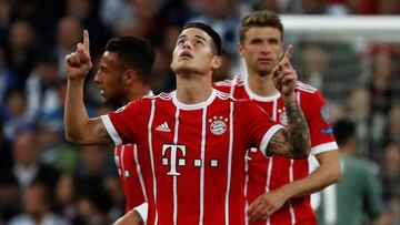 James Rodr&iacute;guez despu&eacute;s de marcar en la Champions ante el Real Madrid.