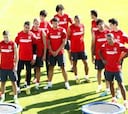 Otra intensa mañana de trabajo para el Atlético bajo el sol