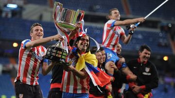 Falcao García celebrando el título de la Copa del Rey con el Atlético de Madrid