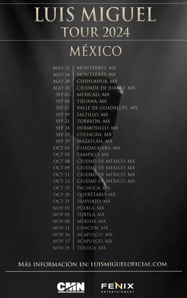 Luis Miguel anuncia nuevas fechas para 2024 en México: ciudades y cómo comprar los boletos