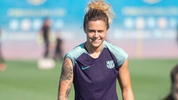 Mapi en un entrenamiento con el Barcelona.