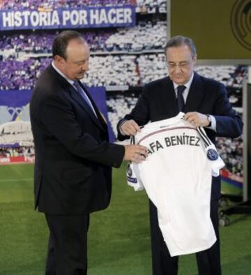 Rafa Benítez en su presentación como nuevo entrenador del Real Madrid.