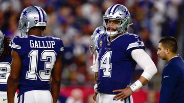 TAMPA, FLORIDA - JANUARY 16: Dak Prescott #4 of the Dallas Cowboys looks on against the Tampa Bay Buccaneers during the first half in the NFC Wild Card playoff game at Raymond James Stadium on January 16, 2023 in Tampa, Florida.   Julio Aguilar/Getty Images/AFP (Photo by Julio Aguilar / GETTY IMAGES NORTH AMERICA / Getty Images via AFP)