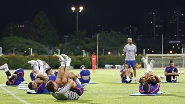 Sesión de entrenamiento del Atlético de Madrid en Singapur